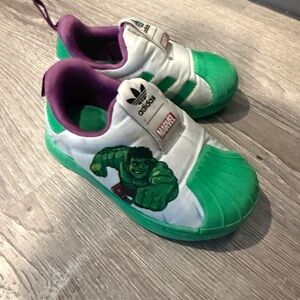 Adidas Toddler Green and White Marvel Sneakers